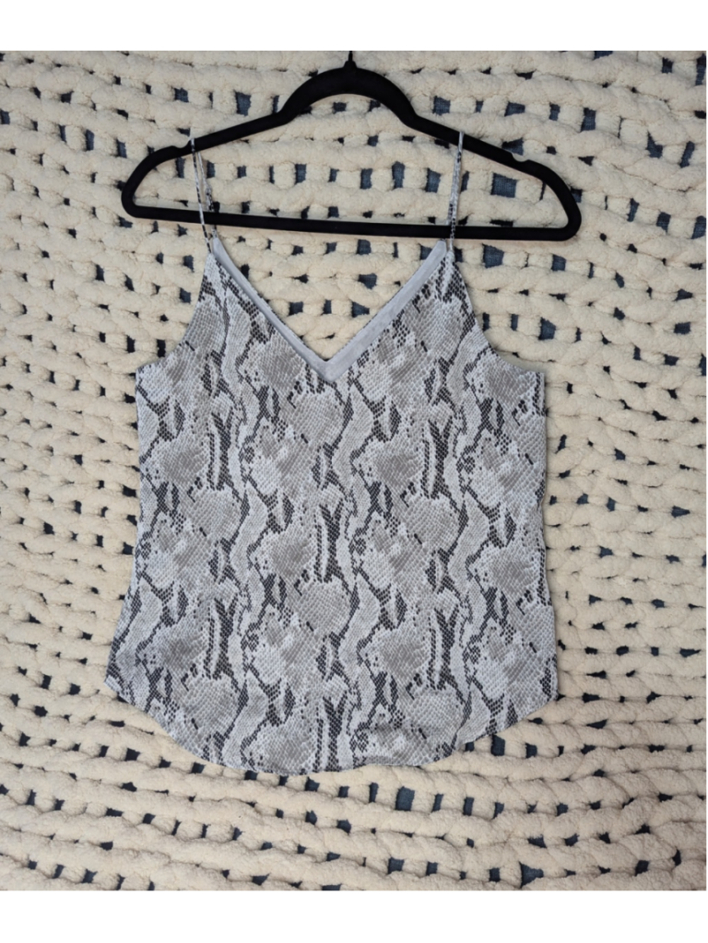 Express Snake Print V-Neck Cami Tank Top Women's Small Gray Black